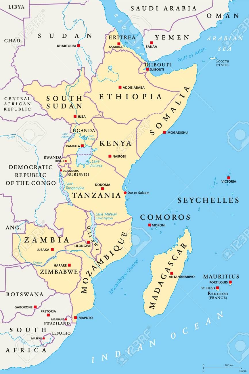 East Africa Region Political Map (Source: Pinterest)