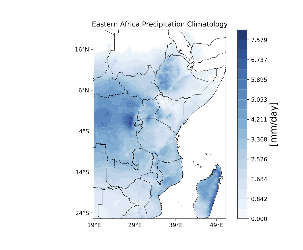 Mean precipitation of Eastern Africa